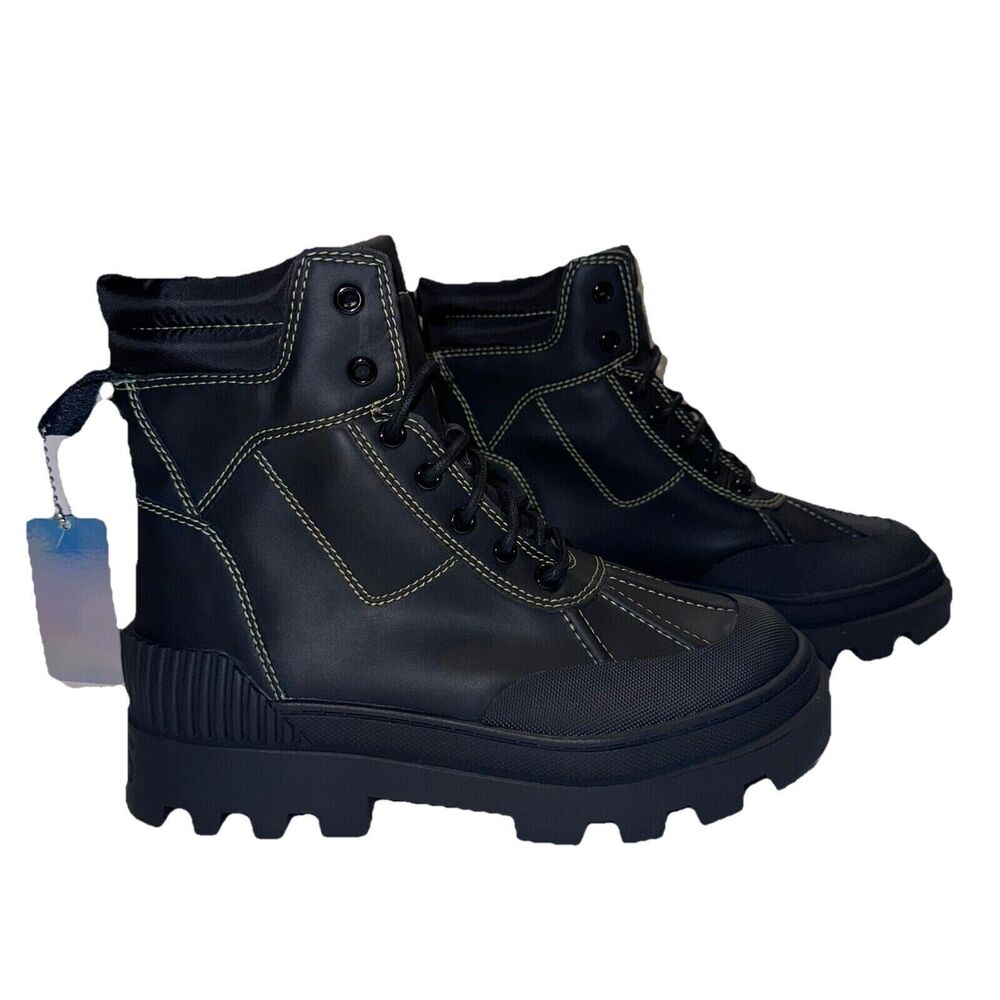Circus By Sam Edelman Womens Size 8 Boots Black Isabella Leather Rain Combat